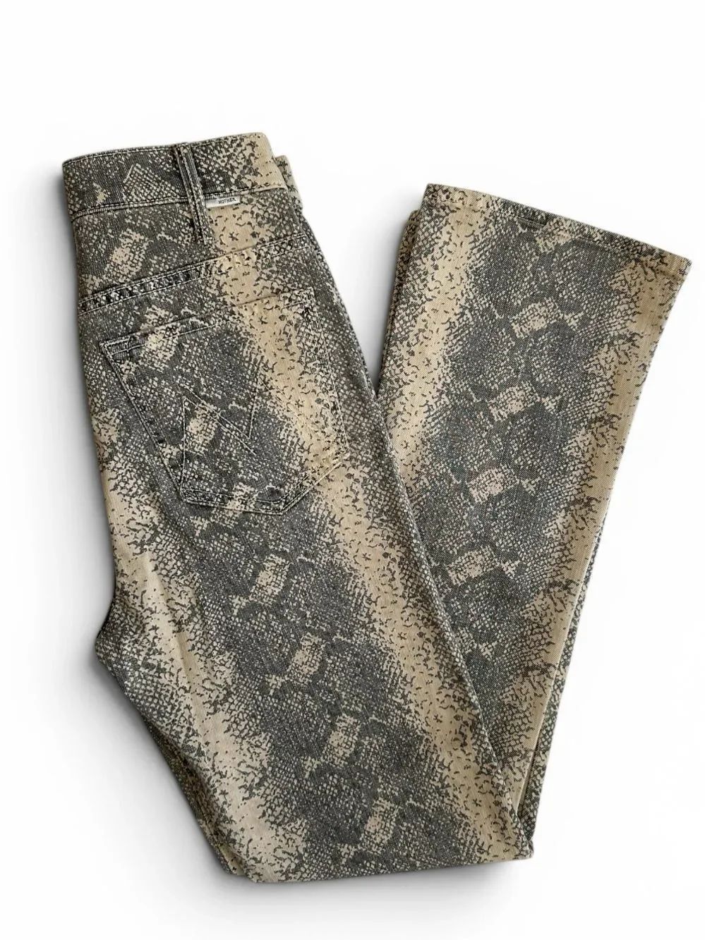 NWT MOTHER Hustler Flood High-Rise Snake Print Jeans Anthropologie Size 26 - Picture 9 of 10